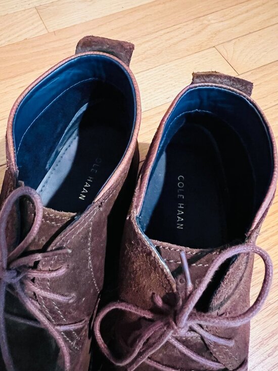 Cole Haan Mens Ogden Boot Size 13 M Brown Suede Stitch Chukka Lace Up Plain Toe